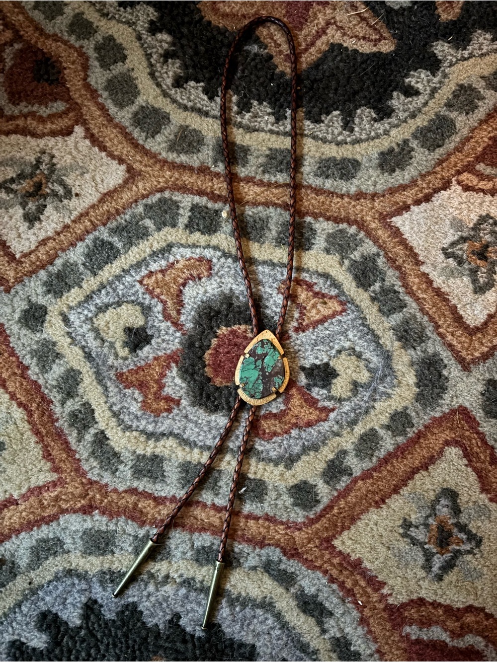 Bob weir inspired raw turquoise bolo tie